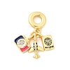 Brass Pave Clear Cubic Zirconia European Dangle Charms KK-F904-01C-G-1