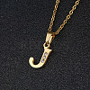 201 Stainless Steel Crystal Rhinestone Initial Pendant Necklaces FS-WG3A711-10-1