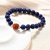 Natural Lapis Lazuli Round Beads & South Red Agate Bead Stretch Bracelets BJEW-Z101-01-2