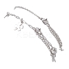 2Pcs 2 Styles 304 Stainless Steel Cable Chain Paperclip Chain Charm Double Layer Anklets for Women AJEW-AN00740-02-5