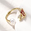 Brass Micro Pave Cubic Zirconia Cuff Rings RJEW-P166-03G-02-3