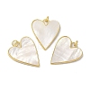 Rack Plating Brass Pave Shell Pendants X-KK-C052-07G-1