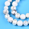 Natural Howlite Round & Natural Cultured Freshwater Pearl Grooved Potato Beads Strands PEAR-N019-08-4