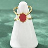 Oval 304 Stainless Steel Enamel Cuff Rings for Women RJEW-G355-03G-02-3
