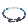 Dyed Natural Malaysia Jade & Brass Beaded Bangles for Women BJEW-JB13343-03-2