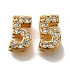 Rack Plating Number Brass Micro Pave Clear Cubic Zirconia Silde Charms KK-A231-13F-1