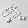 Alloy & Round Imitation Pearl Pendant Necklaces & Stud Earrings Sets SJEW-WH0020-04RG-1
