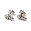 Rhinestone Fishbone Stud Earrings with 316 Surgical Stainless Steel Pins EJEW-A081-13P-02-1