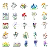 50Pcs Mixed Styles Flower Pattern Waterproof PVC Plastic Stickers STIC-PW0001-367-4