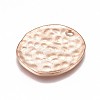 Alloy Blank Flat Round Hammered Pendants PALLOY-M031-07RG-2