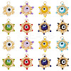 16Pcs 8 Colors Glass Seed Beaded Star Charm with Evil Eye Beads Pendants PALLOY-GO00071-1
