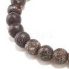 Round Natural Agate Stretch Beaded Bracelets BJEW-JB08196-03-4