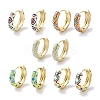 Real 18K Gold Plated Brass Enamel Rhombus Print Hoop Earrings for Women EJEW-L269-114G-1