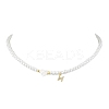 Brass Micro Pave Grade AAA Cubic Zirconia Letter Pendant Necklaces NJEW-JN04771-08-1