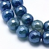 Electroplated Natural Agate Beads Strands G-O164-14-6mm-3