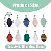10Pcs 10 Styles Mixed Gemstone Pendants G-HY0001-46-2