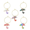 Umbrella Alloy Enamel Wine Glass Charms Sets AJEW-JO00185-1