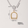 Geometric Arch Brass Micro Pave Cubic Zirconia Pendant Necklaces GX1806-2-1