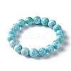 Natural Larimar/Pectolite Round Beaded Stretch Bracelet BJEW-A120-01E-3