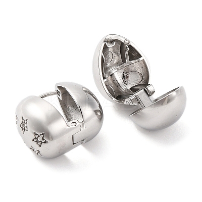 304 Stainless Steel Clear Cubic Zirconia Hoop Earrings for Women EJEW-Z076-03P-05-1