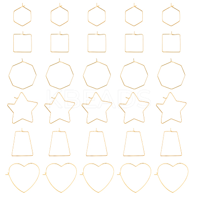36Pcs 6 Style Brass Hoop Earring Findings KK-FH0005-44-1