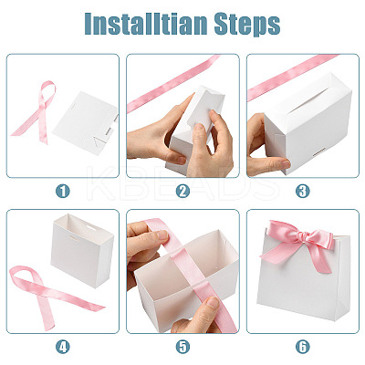 White Cardboard Paper Wedding Candy Boxes with Ribbon CON-FZC0002-002C-1