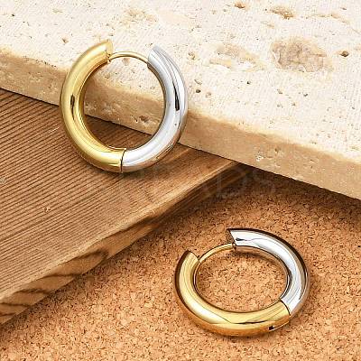 201 Stainless Steel Two Tone Hoop Earrings EJEW-Q002-01G-06-1