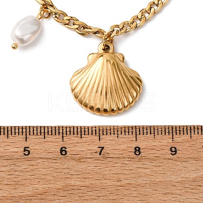 304 Stainless Steel Shell Shape Dolphin Turtle Pendant Necklaces for Women NJEW-F346-06G-1