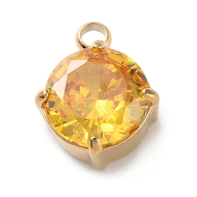 304 Stainless Steel Micro Pave Cubic Zirconia Pendants STAS-K292-01G-10-1