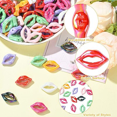100Pcs UV Plating Opaque Acrylic Beads PACR-CJ0001-50-1