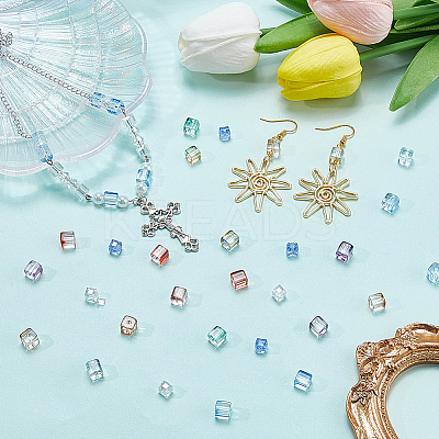 10 Colors Two Tone Transparent Glass Beads GLAA-SP0001-09-1