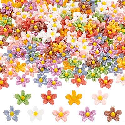 180Pcs 9 Colors Flower Opaque Resin Cabochons FIND-PH0008-95-1