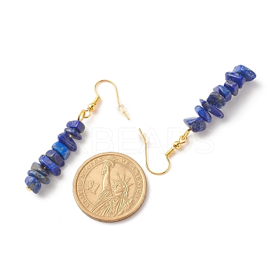 Natural Lapis Lazuli Chip Beaded Dangle Earrings EJEW-JE04788-09-1
