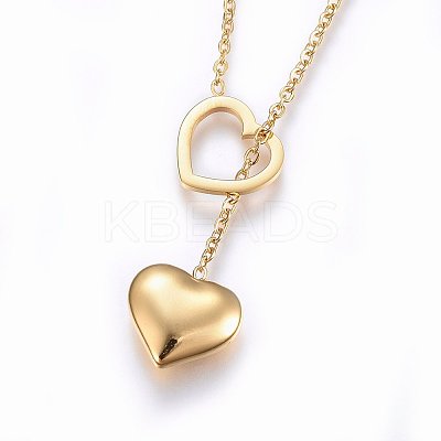 PVD Vacuum Plating 304 Stainless Steel Lariat Necklaces NJEW-O104-04G-1
