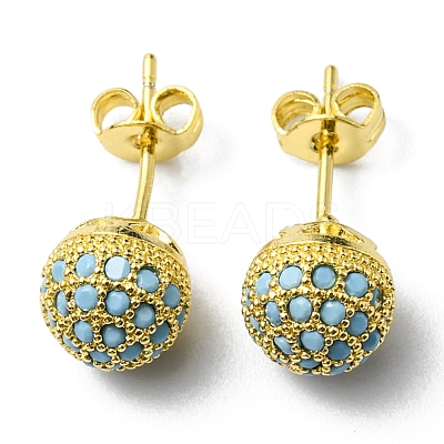 Rhinestone Disco Ball Stud Earrings EJEW-D055-07G-1