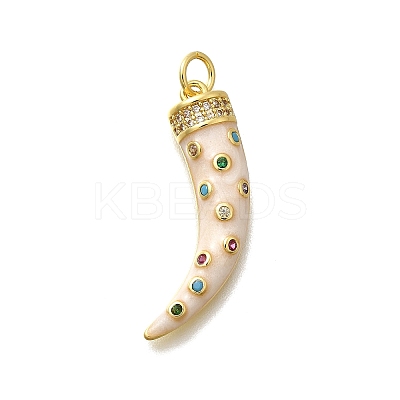 Brass Micro Pave Cubic Zirconia Enamel Pendants X-KK-D339-09G-1