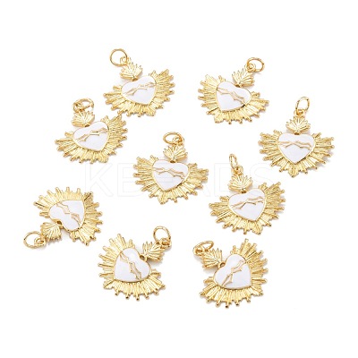 Real 18K Gold Plated Brass Enamel Pendants KK-A155-15G-1