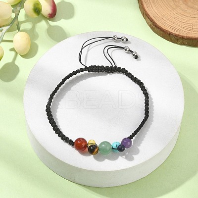 Natural & Synthetic Mixed Gemstone Braided Bead Bracelet BJEW-TA00335-1