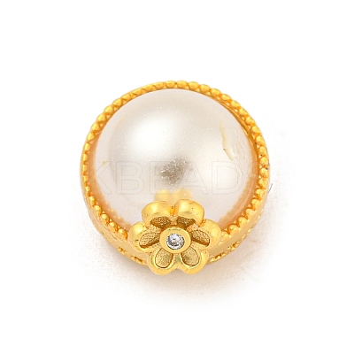 Rack Plating Brass Pave Clear Cubic Zirconia Half Round Multi-Strand Links KK-P277-32G-1