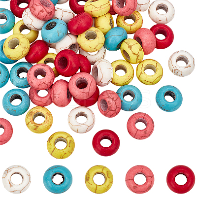 60Pcs 5 Colors Dyed Synthetic Turquoise European Beads SPDL-AR0001-04-1