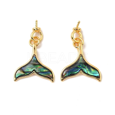 Natural Paua Shell Whale Tail Pendants KK-G538-37G-1