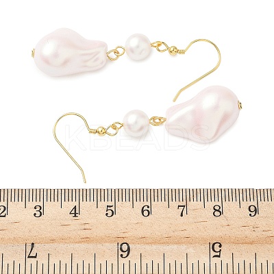 Electroplated 304 Stainless Steel Imitation Pearl Dangle Earrings EJEW-Z129-18G-1