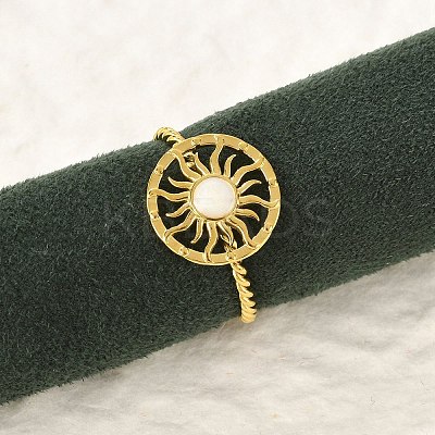 304 Stainless Steel Enamel Cuff Rings for Women RJEW-G338-01G-01-1