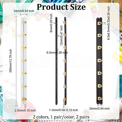 2 Pairs 2 Colors Iron Corset Busk with Golden 201 Stainless Steel Buttons FIND-OC0002-36A-1