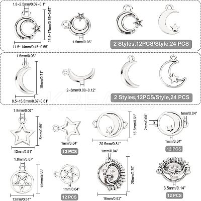 96Pcs 8 Style Tibetan Style Alloy Pendants TIBE-FH0001-15-1