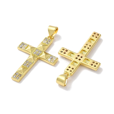 Rack Plating Brass Micro Pave Cubic Zirconia Pendants KK-Z039-04G-1