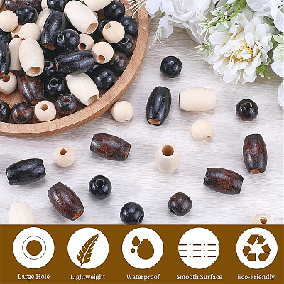 150Pcs Natural Wood Beads WOOD-GF0002-17-1