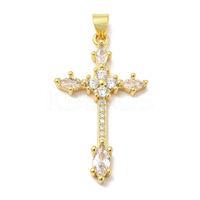Rack Plating Brass Micro Pave Cubic Zirconia Pendants KK-F869-15G-1