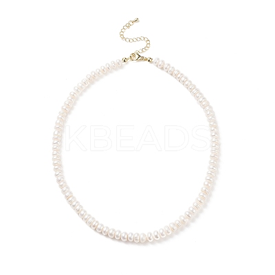 Natural Pearl Beaded Necklace with Brass Clasp for Women NJEW-JN04059-1
