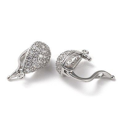 Brass Micro Pave Clear Cubic Zirconia Twister Clasps KK-M254-03P-1
